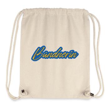 Bündnerin Schriftzug gelb-blau - Stanley/Stella recycelter Gym Bag - Naturweiß - Vorne