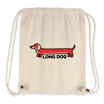 Un long chien teckel qui dit drôle - Sac à cordon recyclé Stanley/Stella - blanc naturel - Devant