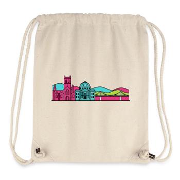 Linienzeichnung der Skyline Abbey Dunfermline City - Stanley/Stella recycelter Gym Bag - Naturweiß - Vorne