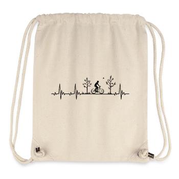 Bicycle heartbeat with cyclist in nature - Stanley/Stella Recycled Gym Bag - natural - Front