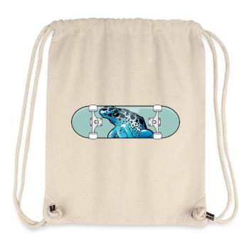 Blue Frog on Skateboard - Stanley/Stella Recycled Gym Bag - natural - Front