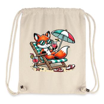 Cheerful cartoon fox on the beach on a lounger - Stanley/Stella Recycled Gym Bag - natural - Front