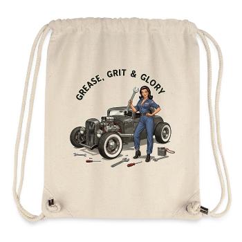 Vintage Auto Mechanic Girl Design - Stanley/Stella recycelter Gym Bag - Naturweiß - Vorne