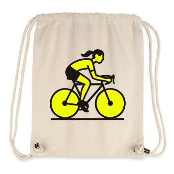 Yellow Cyclist Silhouette - Stanley/Stella Recycled Gym Bag - natural - Front