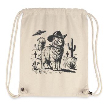 Chat cow-boy dans le désert de science-fiction - Sac à cordon recyclé Stanley/Stella - blanc naturel - Devant