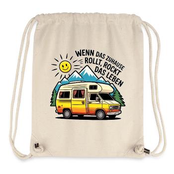 Wohnmobil Spruch – Das Leben rockt Camping Humor - Stanley/Stella recycelter Gym Bag - Naturweiß - Vorne