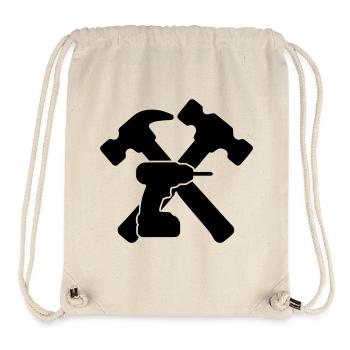 Werkzeug Hämmer Bohrer Silhouette - Stanley/Stella recycelter Gym Bag - Naturweiß - Vorne