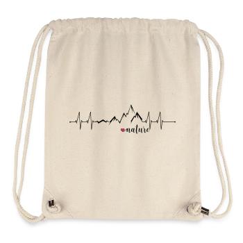 Love Nature Mountains Heart Rate ECG - Conception graphique - Sac à cordon recyclé Stanley/Stella - blanc naturel - Devant