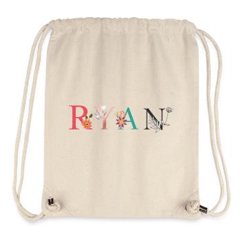 RYAN Name Art With Flowers Embroidered - Stanley/Stella Recycled Gym Bag - natural - Front