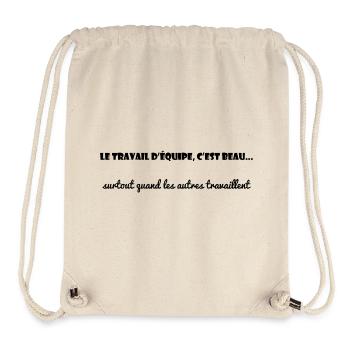 TRAVAIL. COLLEGUE. MESSAGE. CITATIONS. HUMOUR - Sac à cordon recyclé Stanley/Stella - blanc naturel - Devant