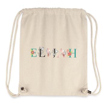 ELIJAH Name Art With Flowers Embroidered - Stanley/Stella Recycled Gym Bag - natural - Front
