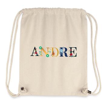 ANDRE Nom Orné de Fleurs - Sac à cordon recyclé Stanley/Stella - blanc naturel - Devant