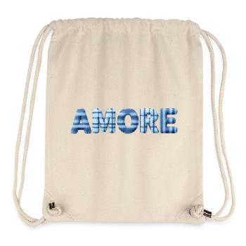 Amore Eisblau Schriftzug Patchwork Trend - Stanley/Stella recycelter Gym Bag - Naturweiß - Vorne