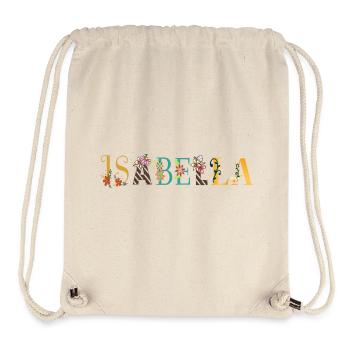 ISABELLA Name Art With Flowers Embroidered - Stanley/Stella Recycled Gym Bag - natural - Front