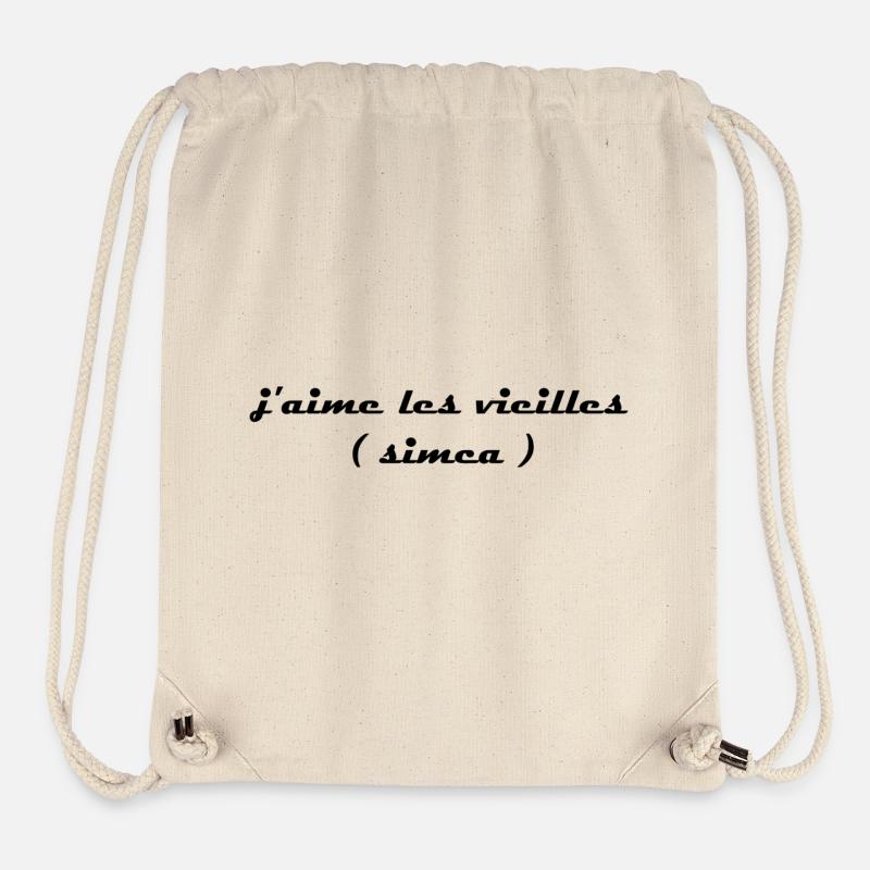 j aime les vieilles simca noir - Sac à cordon recyclé Stanley/Stella - blanc naturel