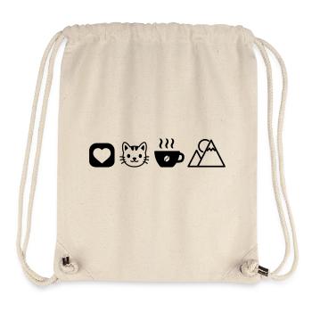 Einfache Hobby Icons Katzen Kaffee Berge Liebe  - Stanley/Stella recycelter Gym Bag - Naturweiß - Vorne