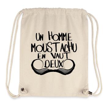 quotation mustached man is worth 2 2 mousta humor - Stanley/Stella Recycled Gym Bag - natural - Front