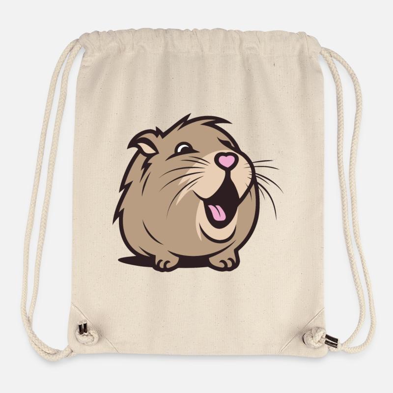 Capybara joyeux / Cobaye / Hamster – Cœur - Sac à cordon recyclé Stanley/Stella - blanc naturel