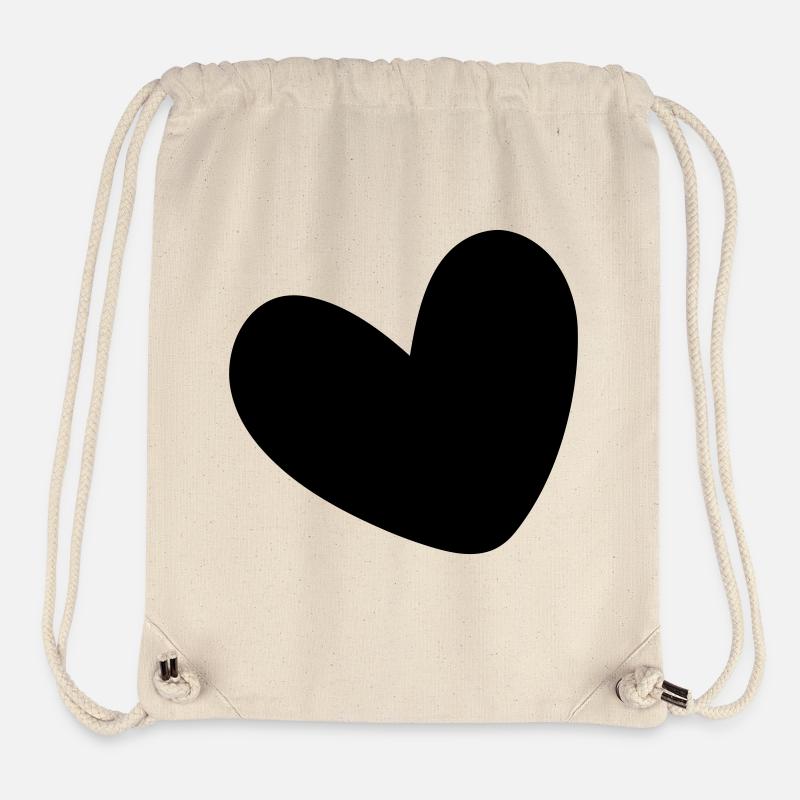 Coeur rempli d’une seule couleur - Sac à cordon recyclé Stanley/Stella - blanc naturel