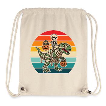 Retro Halloween Skelett Reitende Mumie T-Rex - Stanley/Stella recycelter Gym Bag - Naturweiß - Vorne