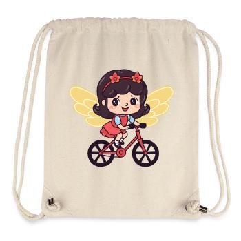 Fée mignon vélo bande dessinée - Sac à cordon recyclé Stanley/Stella - blanc naturel - Devant
