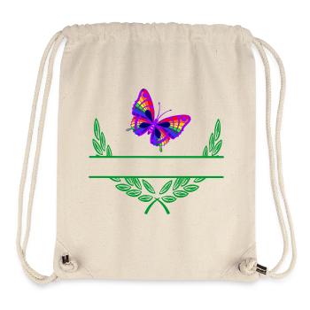 Butterfly Laurel Wreath with Namespace - Stanley/Stella Recycled Gym Bag - natural - Front