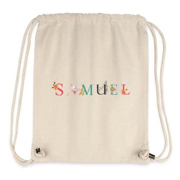 SAMUEL Name Art With Flowers Embroidered - Stanley/Stella Recycled Gym Bag - natural - Front