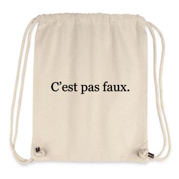 C’est pas faux – Réplique culte drôle - Sac à cordon recyclé Stanley/Stella - blanc naturel - Devant