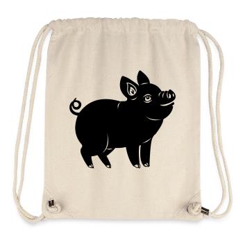 Schwein fröhliches Logo Schattenbild - Stanley/Stella recycelter Gym Bag - Naturweiß - Vorne