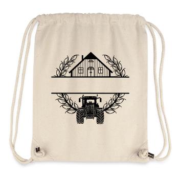 Farm above tractor at the bottom of wheat wreath - Stanley/Stella Recycled Gym Bag - natural - Front