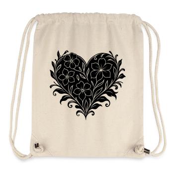 Plakatives Blumenherz, Blumenmuster mit Herz - Stanley/Stella recycelter Gym Bag - Naturweiß - Vorne