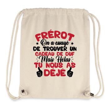 Frérot on a essayé de trouver un cadeau - Sac à cordon recyclé Stanley/Stella - blanc naturel - Devant