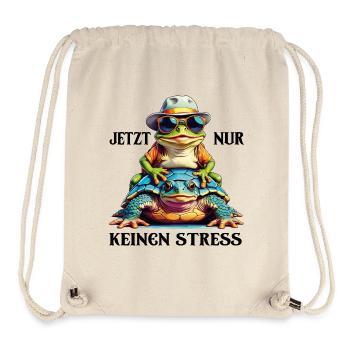 Jetzt nur keinen Stress Frosch und Schildkröte - Stanley/Stella recycelter Gym Bag - Naturweiß - Vorne