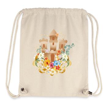 Sandcastle with exotic flowers on the beach - Stanley/Stella Recycled Gym Bag - natural - Front