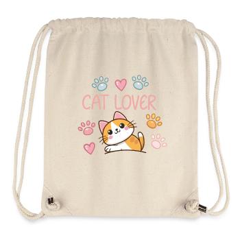 Dessin de chat mignon et coloré for intérieur - Sac à cordon recyclé Stanley/Stella - blanc naturel - Devant
