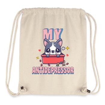 Mein Antidepressor Französischer Bulldoggen-Hund-Humor - Stanley/Stella recycelter Gym Bag - Naturweiß - Vorne
