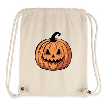 Citrouille Jack-o'-lantern Orange Noire - Sac à cordon recyclé Stanley/Stella - blanc naturel - Devant