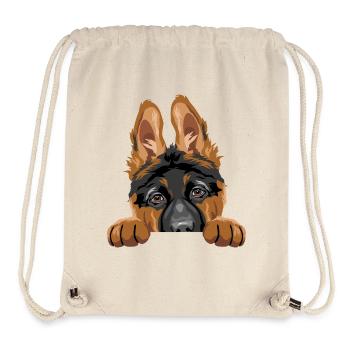 Schüchterner spähender Deutscher Schäferhundwelpe - Stanley/Stella recycelter Gym Bag - Naturweiß - Vorne