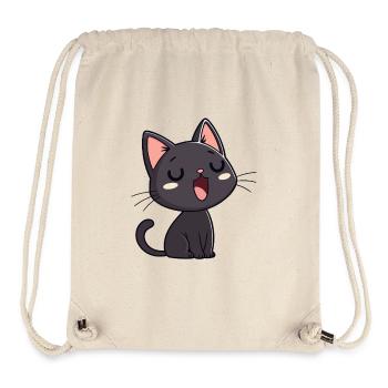 Black Kitten Yawn Sweet - Stanley/Stella Recycled Gym Bag - natural - Front