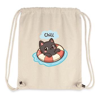 Chat Chill en Bouée - Sac à cordon recyclé Stanley/Stella - blanc naturel - Devant