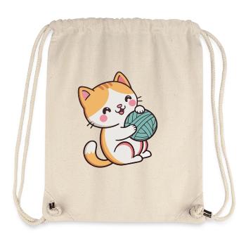 Cuddly kitten and blue ball - Stanley/Stella Recycled Gym Bag - natural - Front