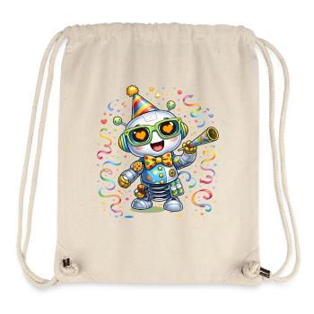 Robot de carnaval – Motif coloré de carnaval avec fête - Sac à cordon recyclé Stanley/Stella - blanc naturel - Devant