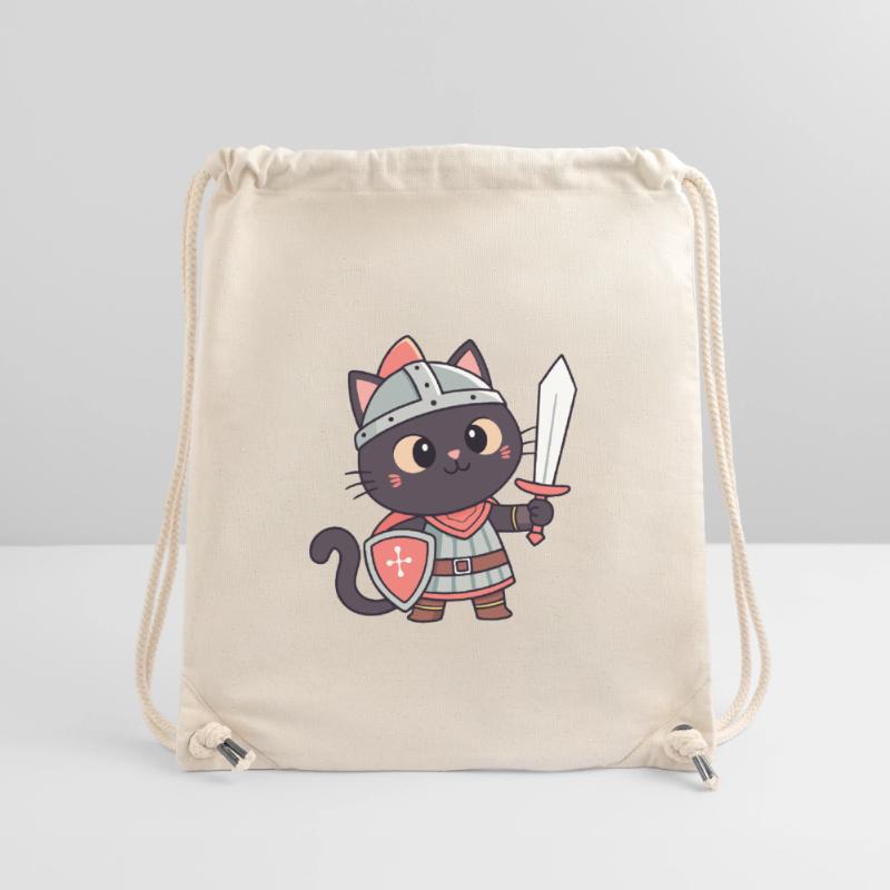 Chat Chevalier: épée et écu mignon Sac à cordon recyclé Stanley/Stella