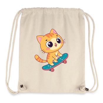 Kawaii-Kätzchen auf Skateboard - Stanley/Stella recycelter Gym Bag - Naturweiß - Vorne