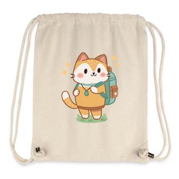 Süßer Abenteurer-Katzen-Rucksack - Stanley/Stella recycelter Gym Bag - Naturweiß - Vorne