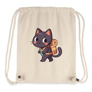 Explorer Cat with Orange Backpack - Stanley/Stella Recycled Gym Bag - natural - Front