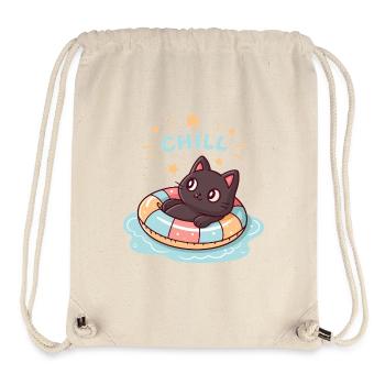 Schwarze Katze in Pastel-Boje CHILL - Stanley/Stella recycelter Gym Bag - Naturweiß - Vorne
