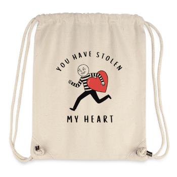 Tu as volé mon cœur, drôle de voleuse, Valentine - Sac à cordon recyclé Stanley/Stella - blanc naturel - Devant