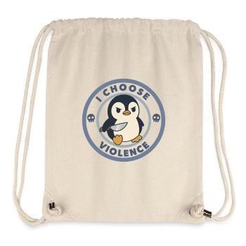 Funny I Choose Violence Penguin With Knife Meme - Stanley/Stella Recycled Gym Bag - natural - Front