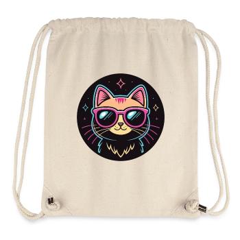 Cat Cartoon Neon Pink Glasses - Stanley/Stella Recycled Gym Bag - natural - Front